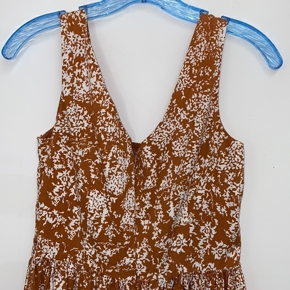 Lapis by Anthropologie Brown White Floral Cotton Blend A-line Dress Size Small - Picture 7 of 14